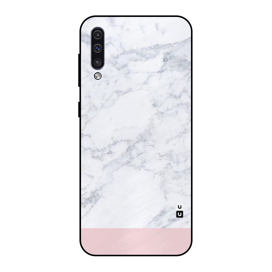 Pink White Merge Marble Metal Back Case for Galaxy A30s