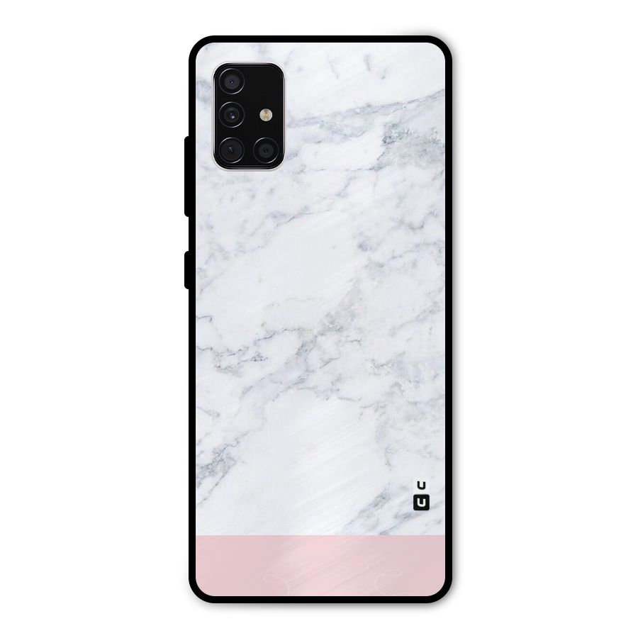 Pink White Merge Marble Metal Back Case for Galaxy A51