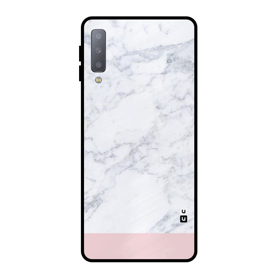 Pink White Merge Marble Metal Back Case for Galaxy A7 (2018)