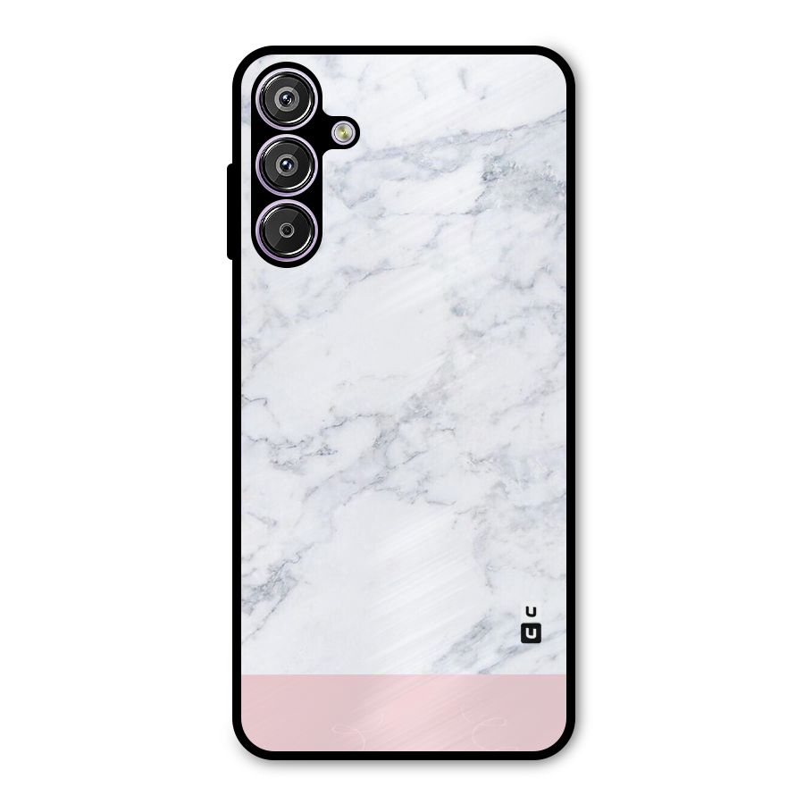 Pink White Merge Marble Metal Back Case for Galaxy F15