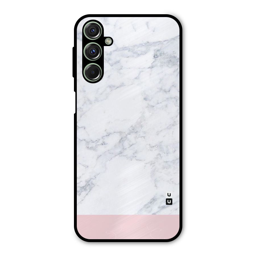 Pink White Merge Marble Metal Back Case for Galaxy F34