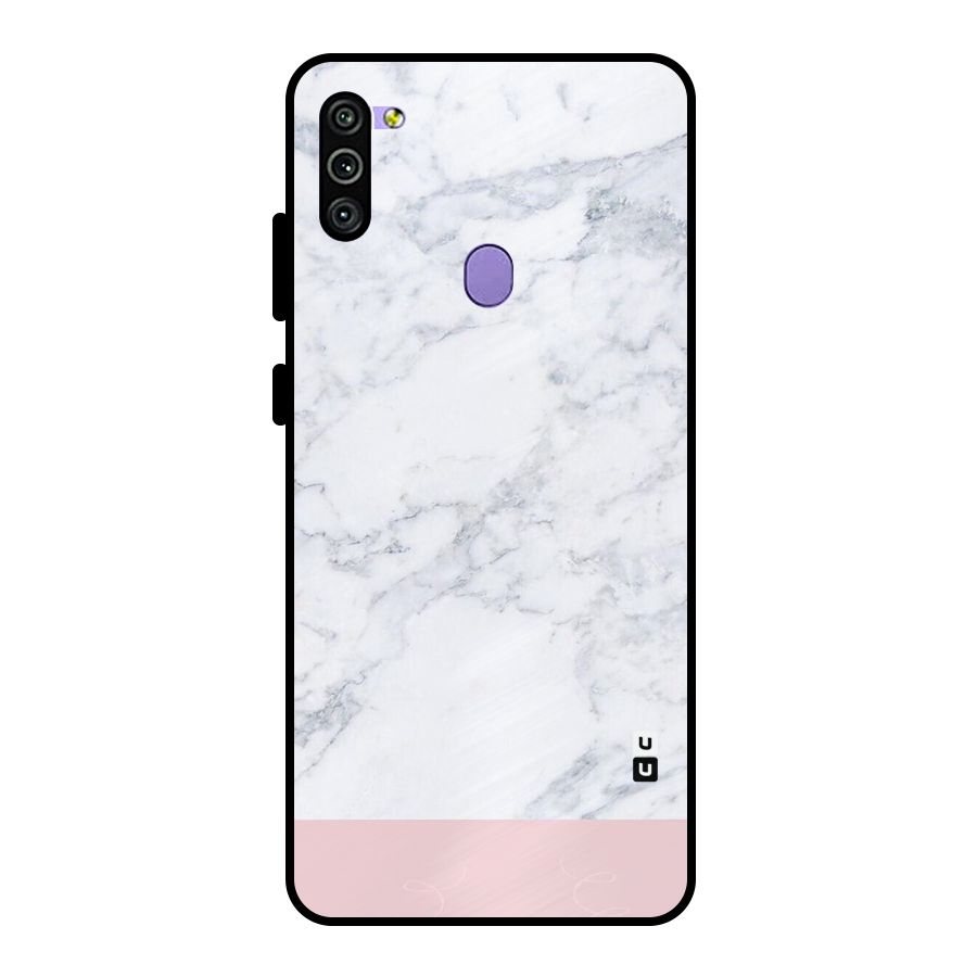 Pink White Merge Marble Metal Back Case for Galaxy M11