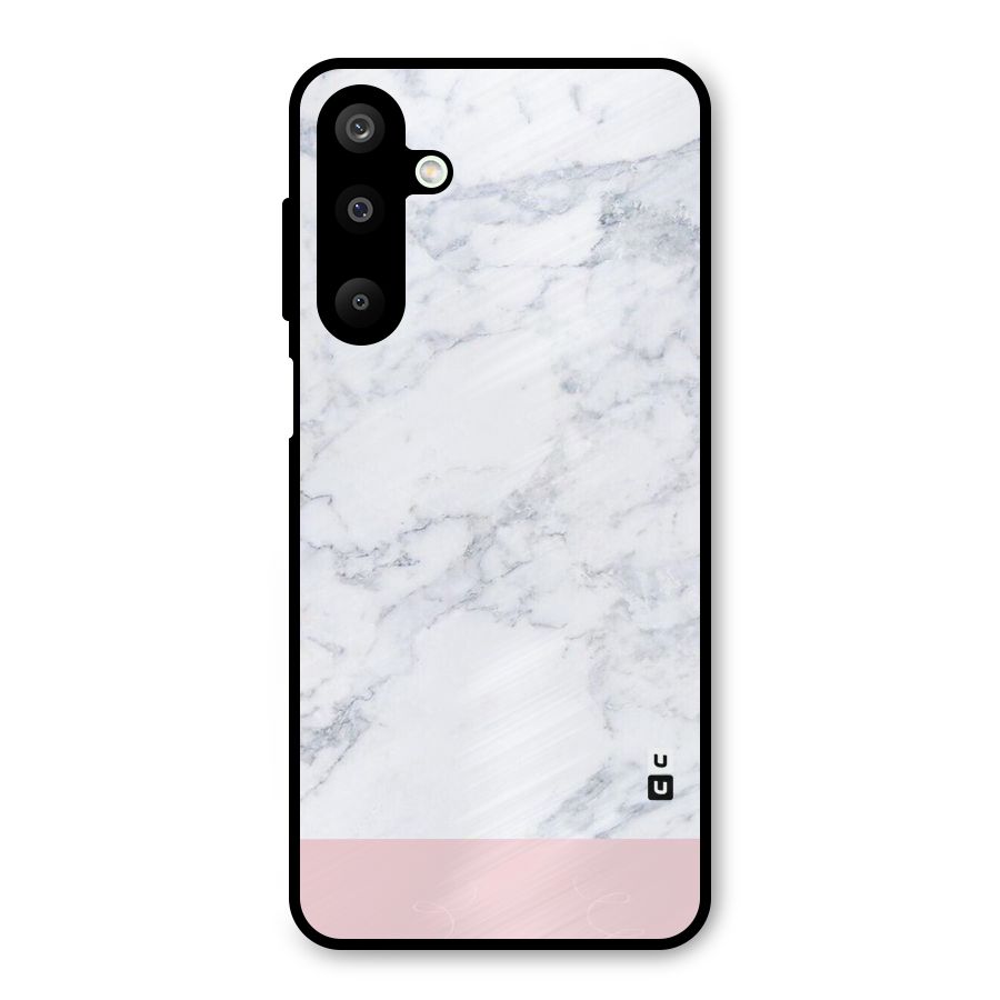 Pink White Merge Marble Metal Back Case for Galaxy M16