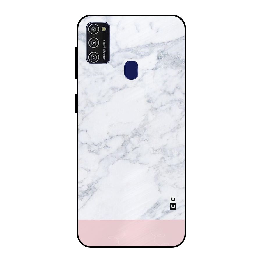 Pink White Merge Marble Metal Back Case for Galaxy M21