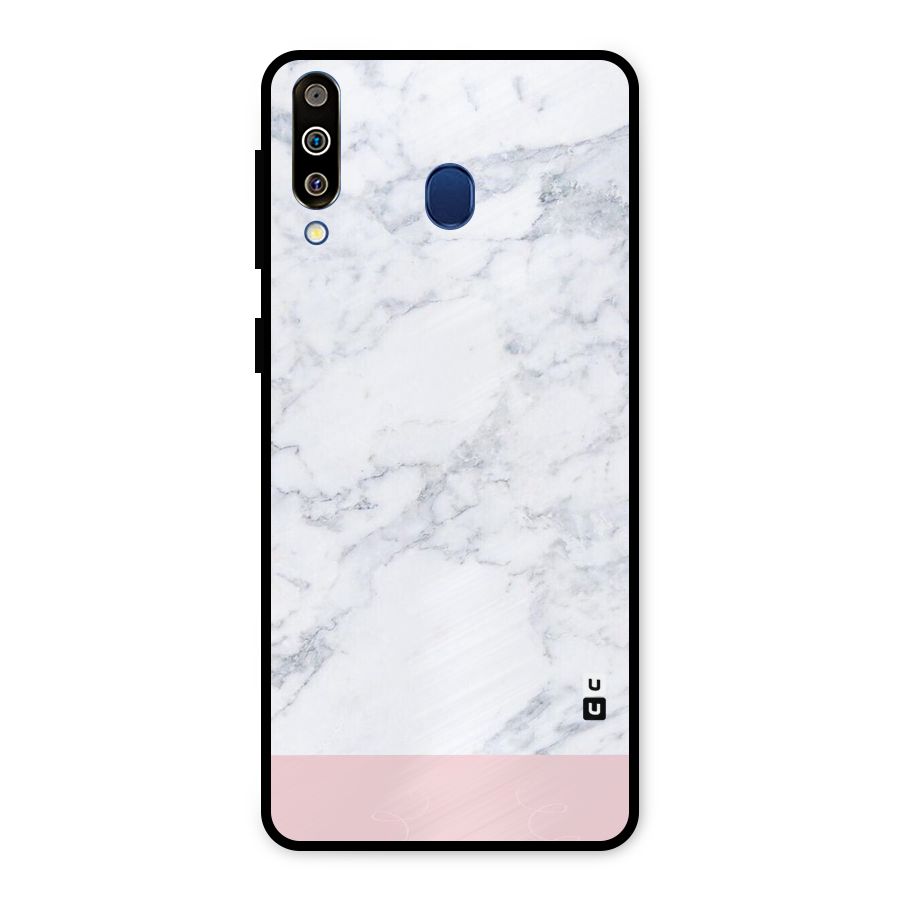 Pink White Merge Marble Metal Back Case for Galaxy M30