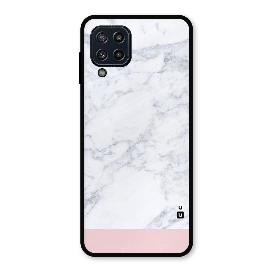 Pink White Merge Marble Metal Back Case for Galaxy M32