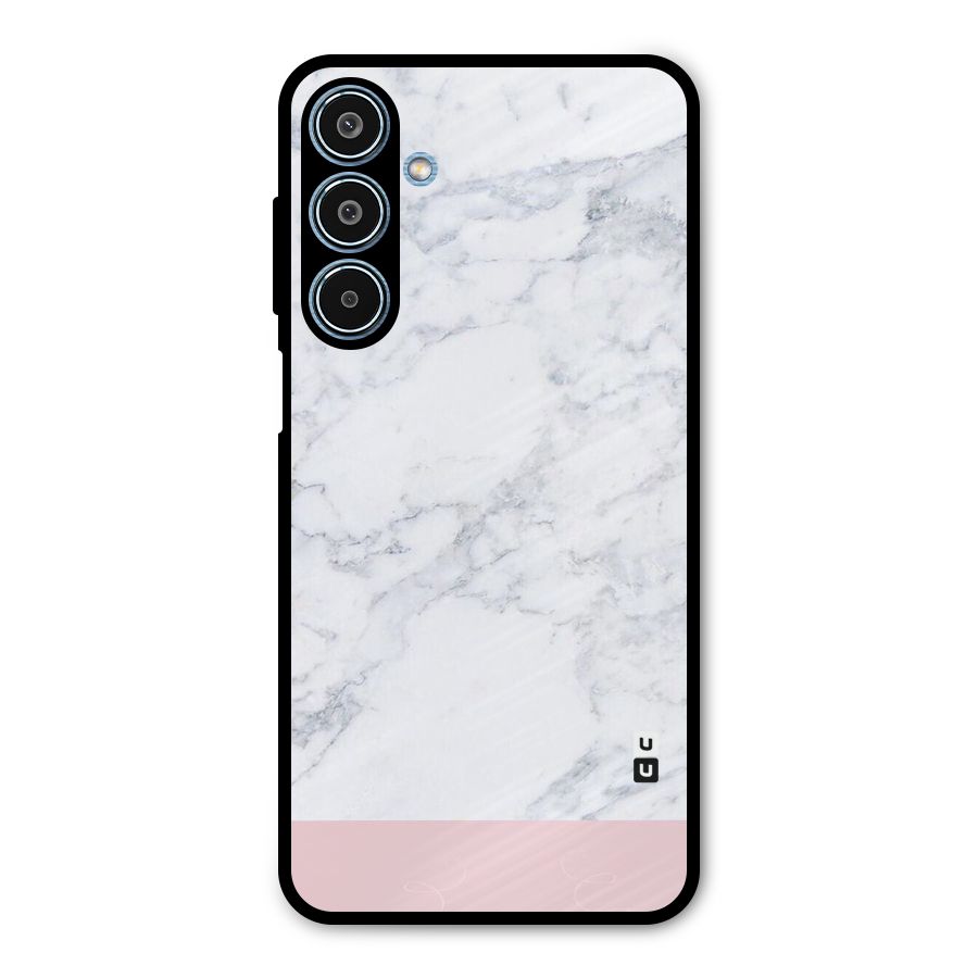 Pink White Merge Marble Metal Back Case for Galaxy M35