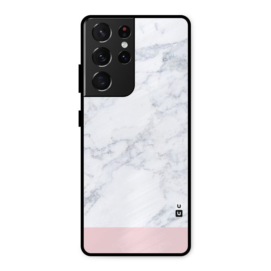 Pink White Merge Marble Metal Back Case for Galaxy S21 Ultra 5G
