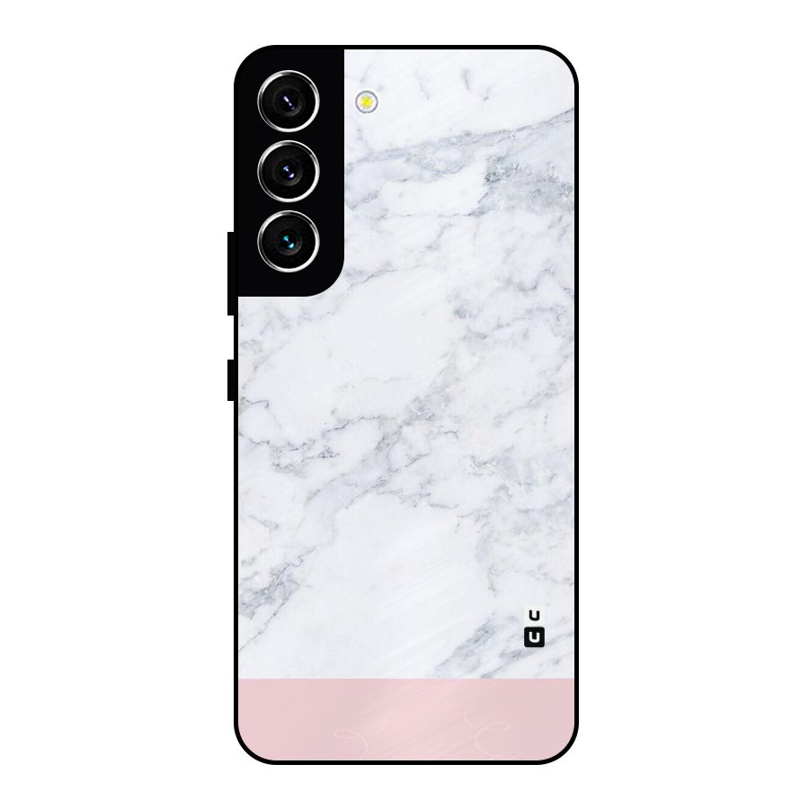 Pink White Merge Marble Metal Back Case for Galaxy S22 5G