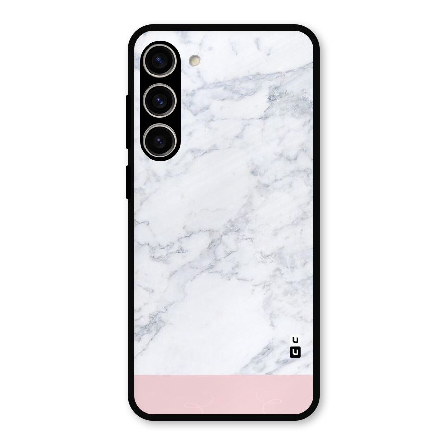 Pink White Merge Marble Metal Back Case for Galaxy S23 Plus