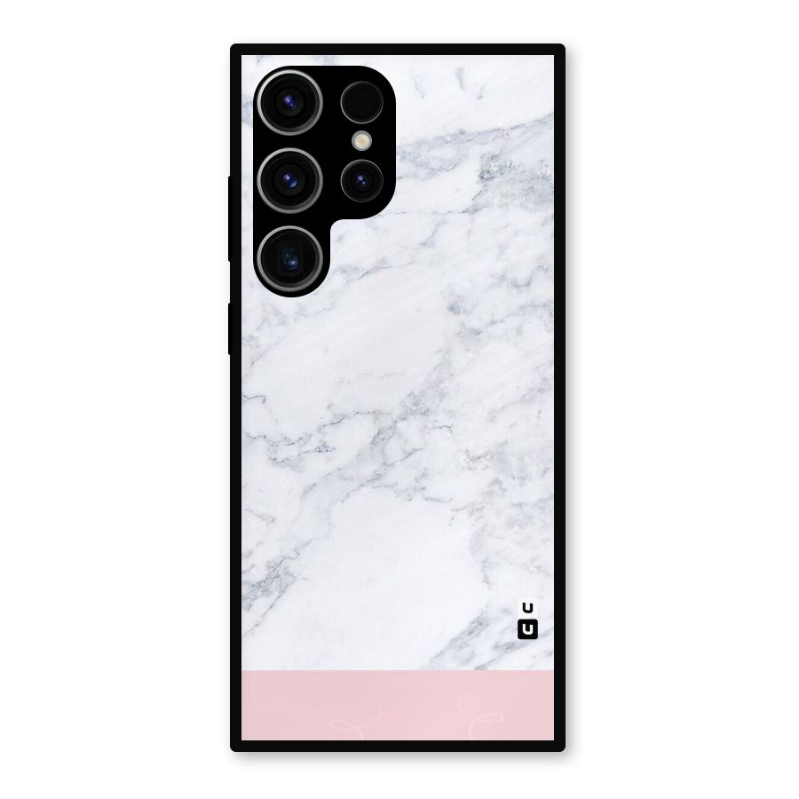 Pink White Merge Marble Metal Back Case for Galaxy S23 Ultra