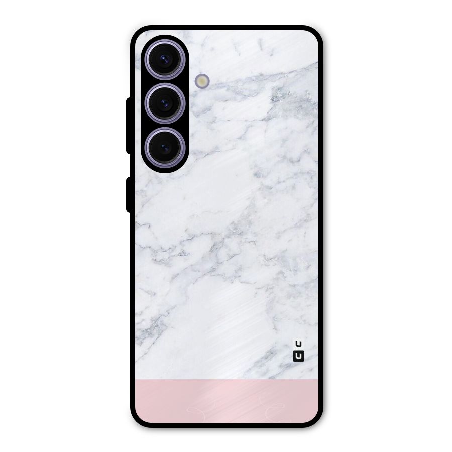Pink White Merge Marble Metal Back Case for Galaxy S24