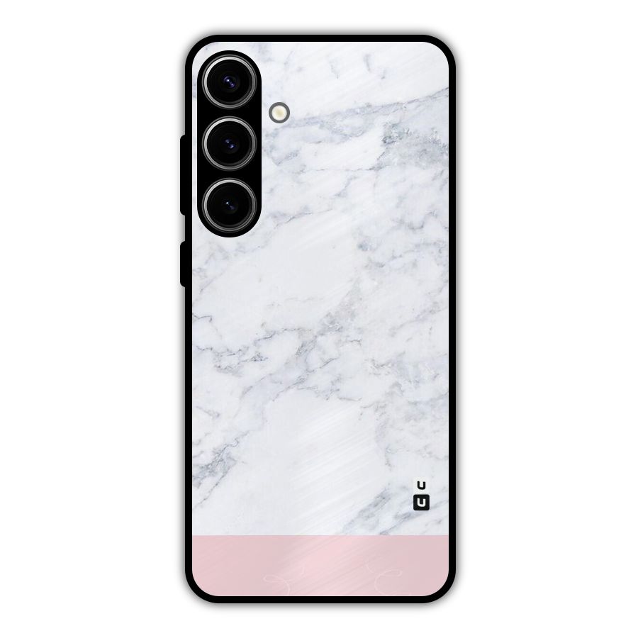 Pink White Merge Marble Metal Back Case for Galaxy S24 Plus