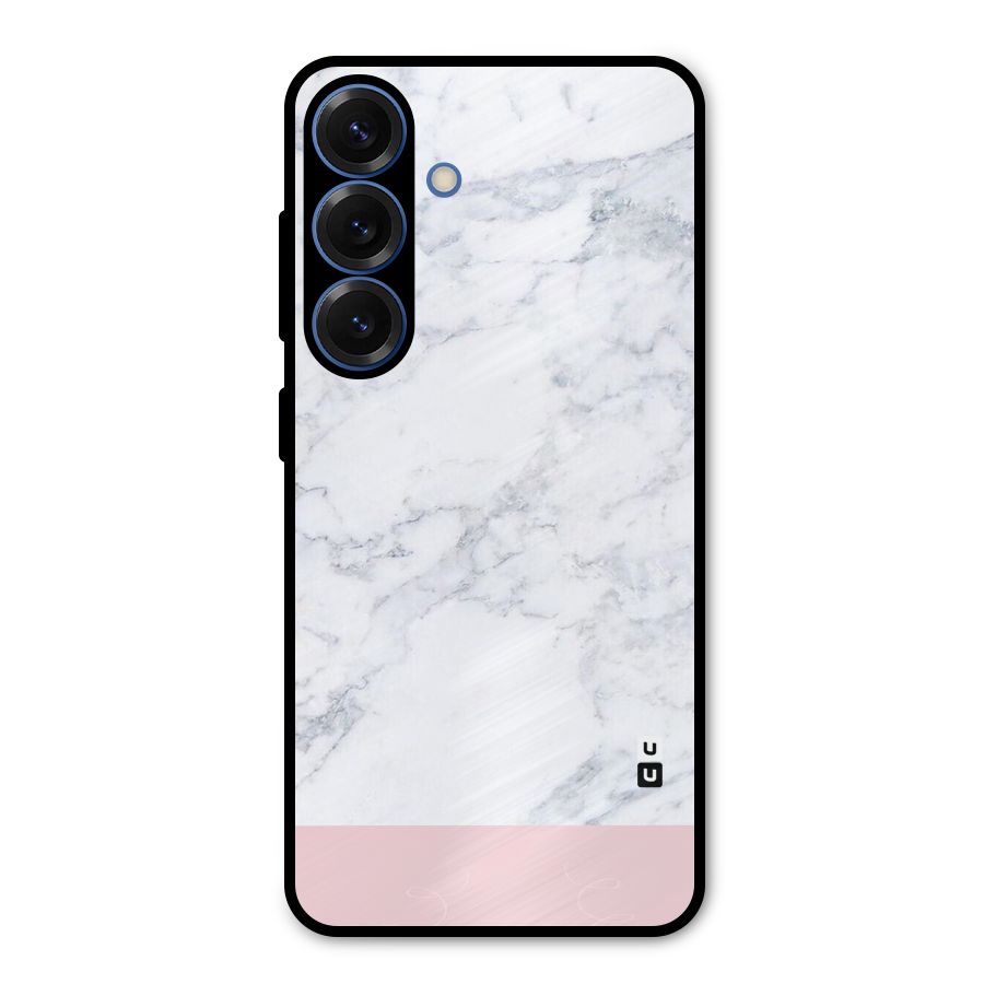 Pink White Merge Marble Metal Back Case for Galaxy S25