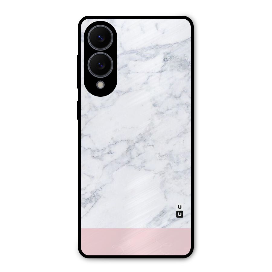 Pink White Merge Marble Metal Back Case for Galaxy S25 Edge