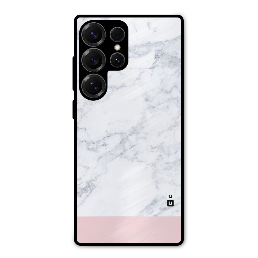Pink White Merge Marble Metal Back Case for Galaxy S25 Ultra