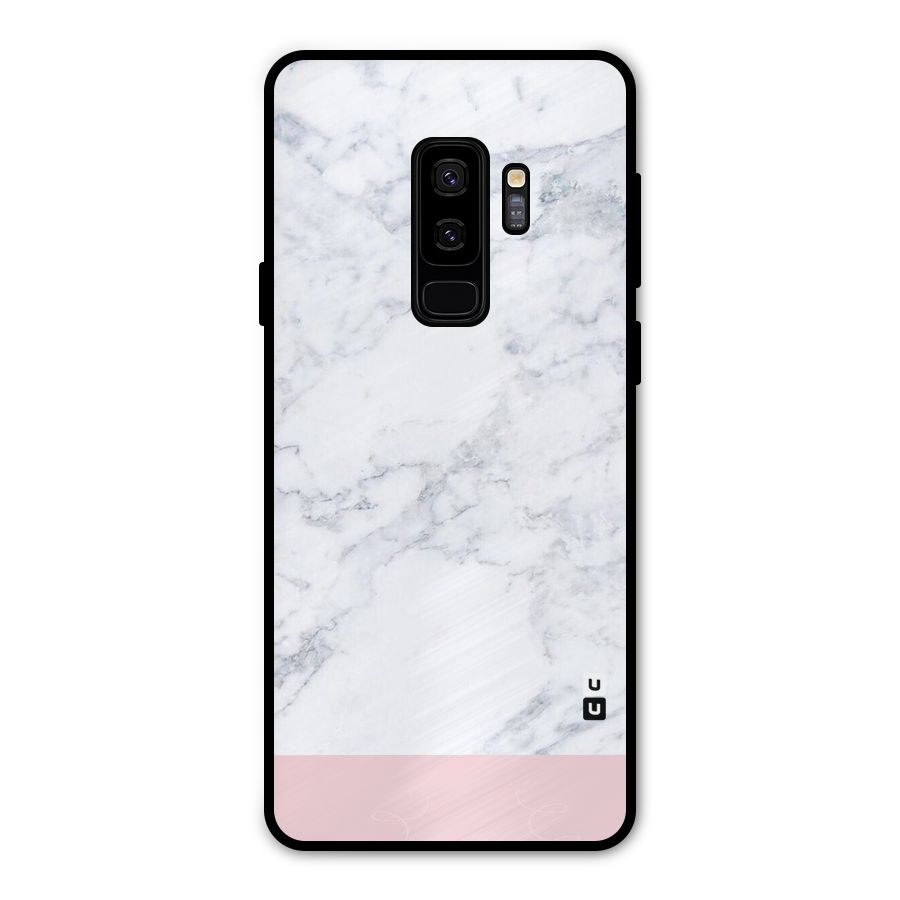 Pink White Merge Marble Metal Back Case for Galaxy S9 Plus