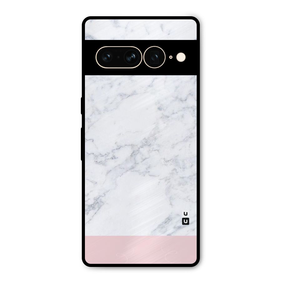 Pink White Merge Marble Metal Back Case for Google Pixel 7 Pro