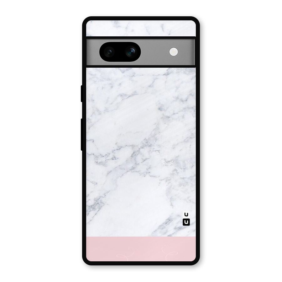Pink White Merge Marble Metal Back Case for Google Pixel 7a