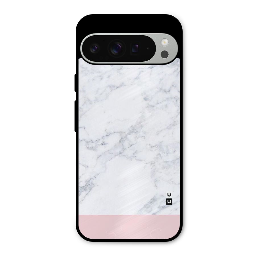 Pink White Merge Marble Metal Back Case for Google Pixel 9 Pro XL