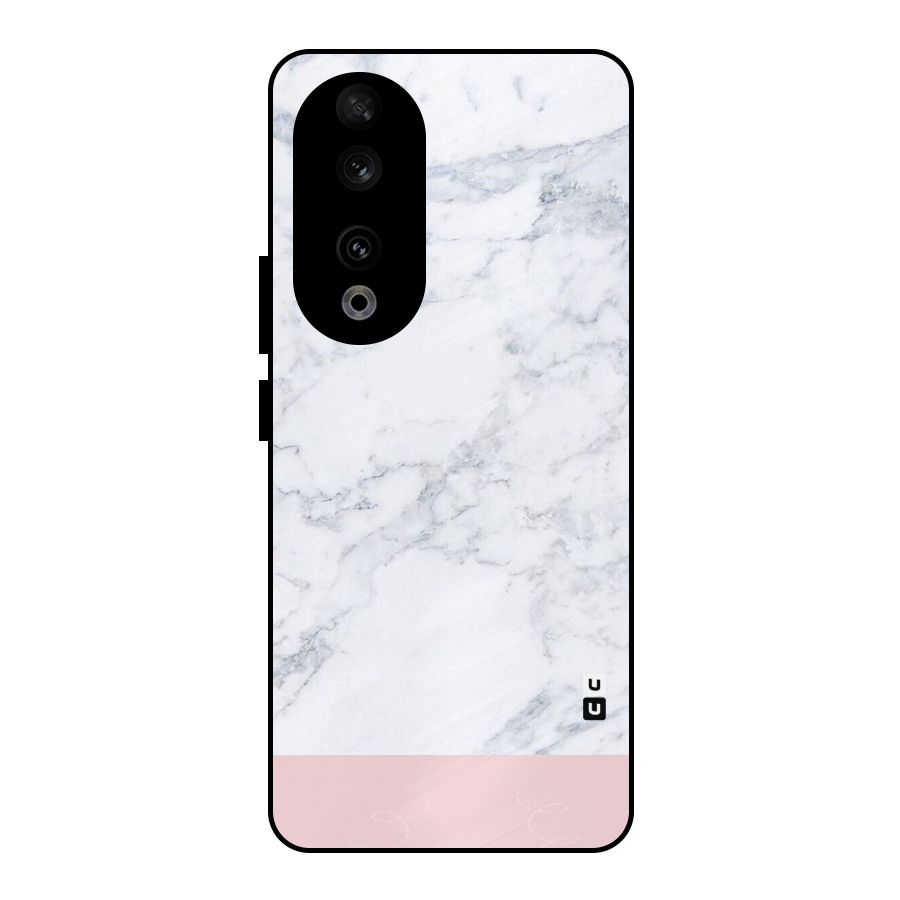 Pink White Merge Marble Metal Back Case for Honor 90