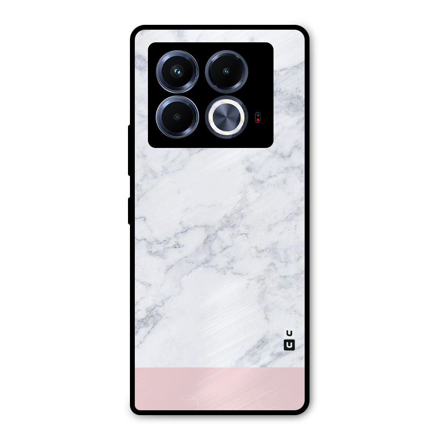 Pink White Merge Marble Metal Back Case for Infinix Note 40 5G