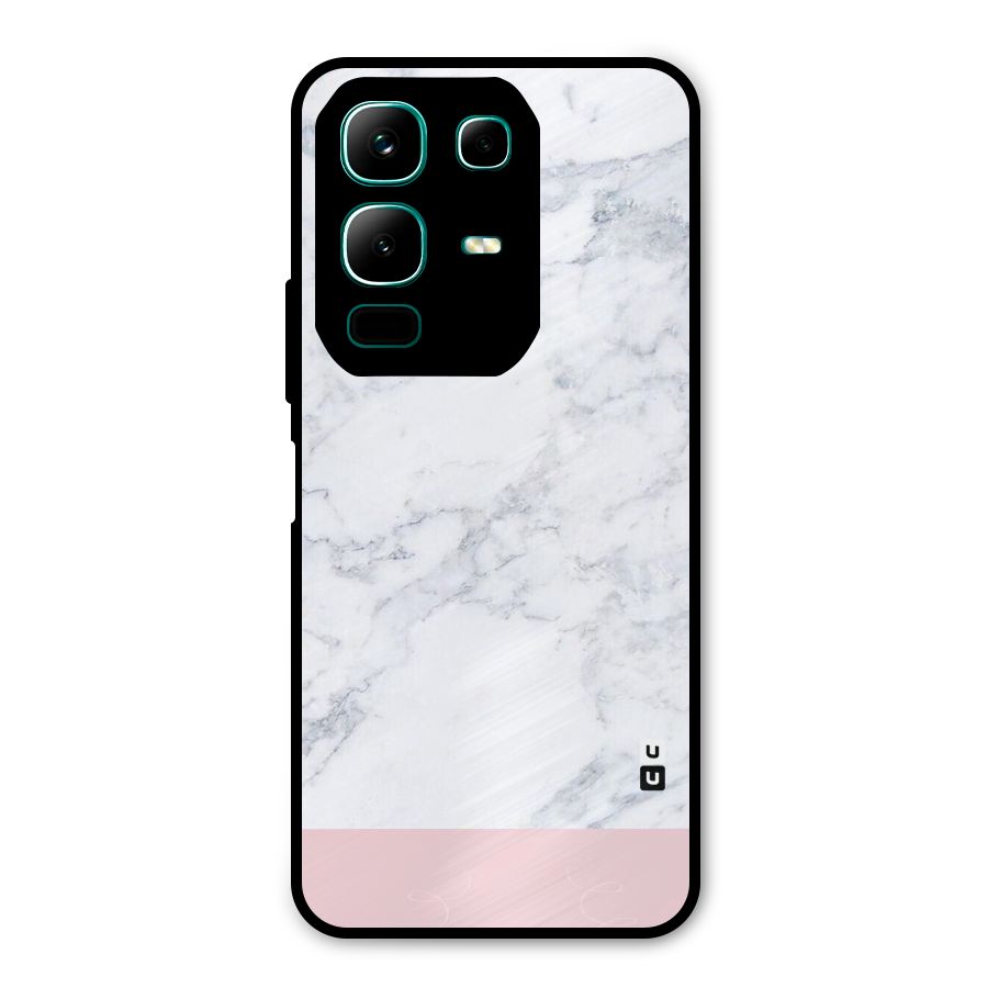 Pink White Merge Marble Metal Back Case for Infinix Note 50x