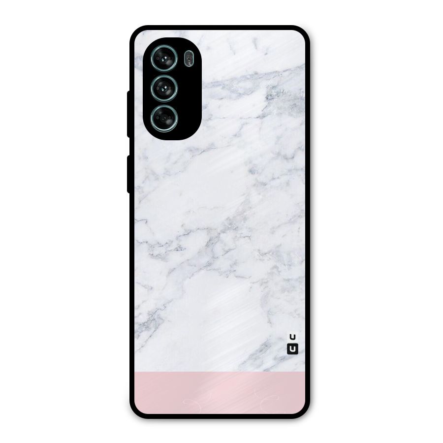 Pink White Merge Marble Metal Back Case for Moto G62