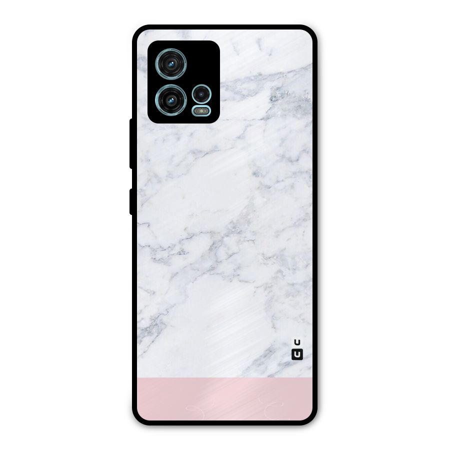 Pink White Merge Marble Metal Back Case for Moto G72