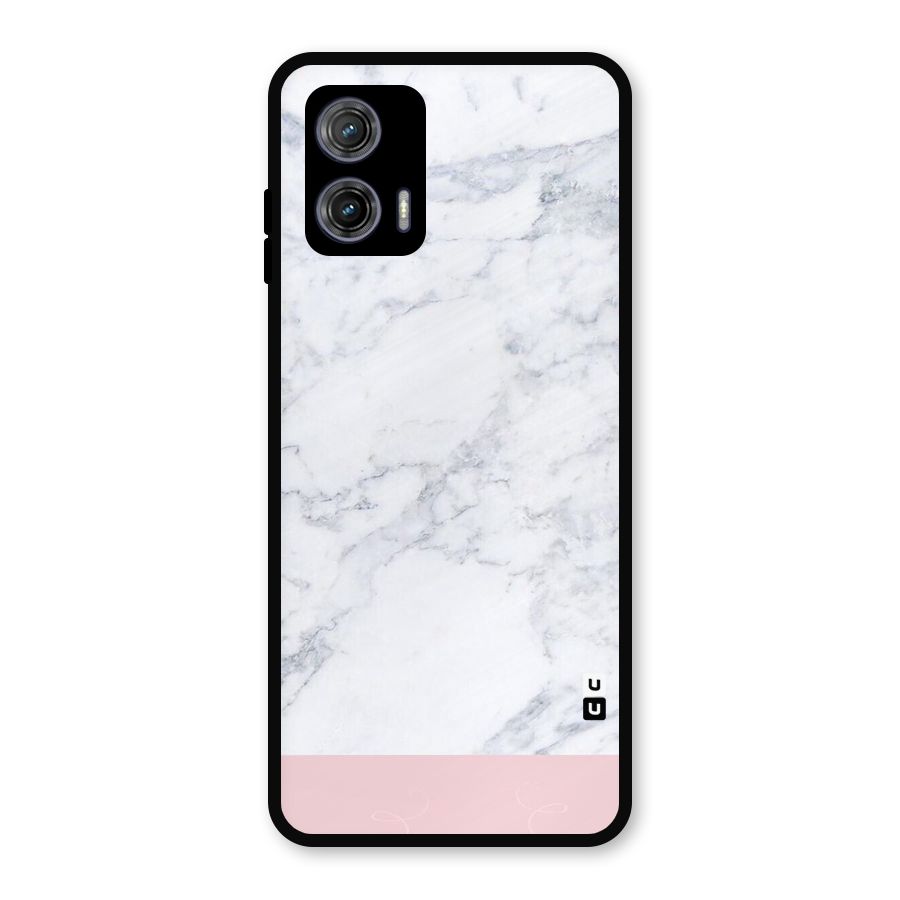 Pink White Merge Marble Metal Back Case for Moto G73