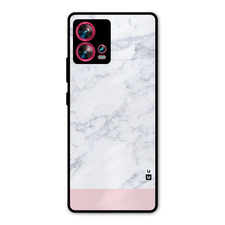 Pink White Merge Marble Metal Back Case for Motorola Edge 30 Fusion
