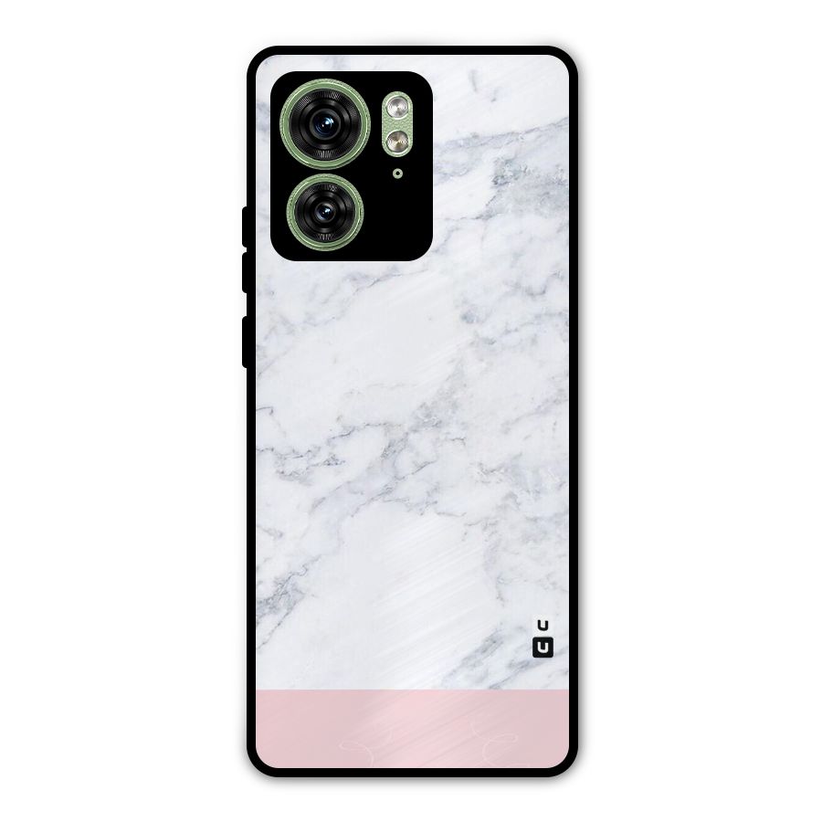 Pink White Merge Marble Metal Back Case for Motorola Edge 40 5G