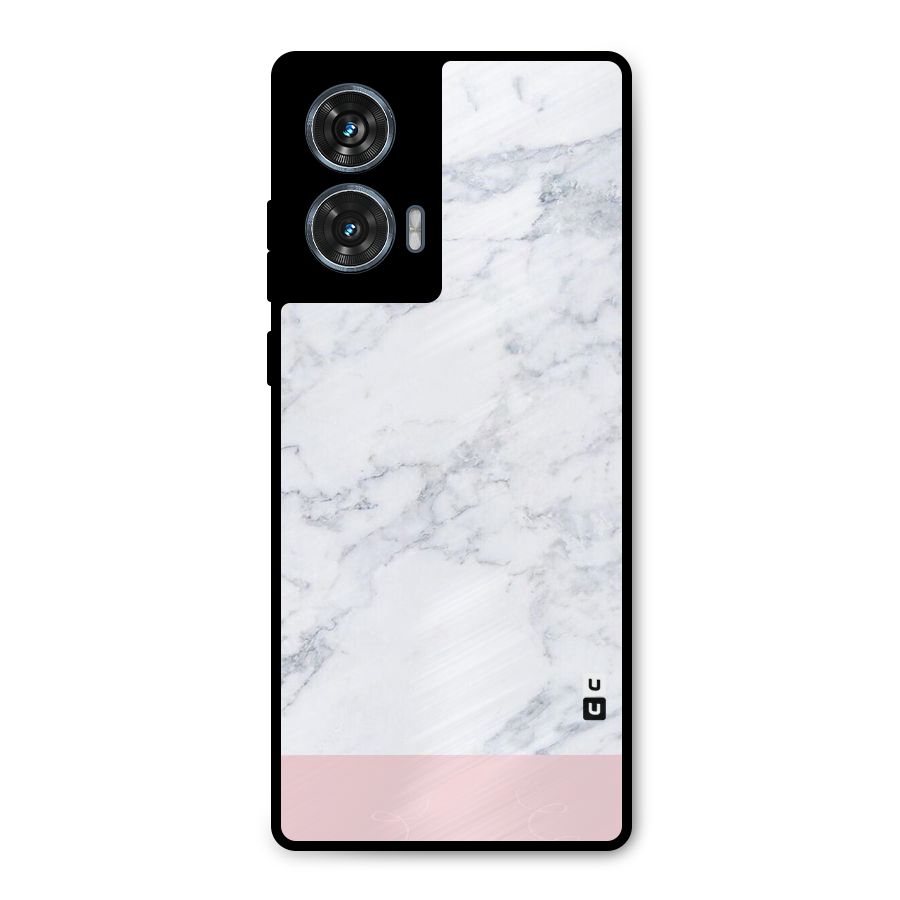 Pink White Merge Marble Metal Back Case for Motorola Edge 50 Fusion