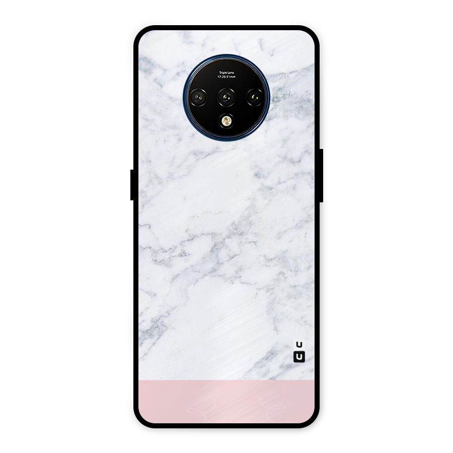 Pink White Merge Marble Metal Back Case for OnePlus 7T