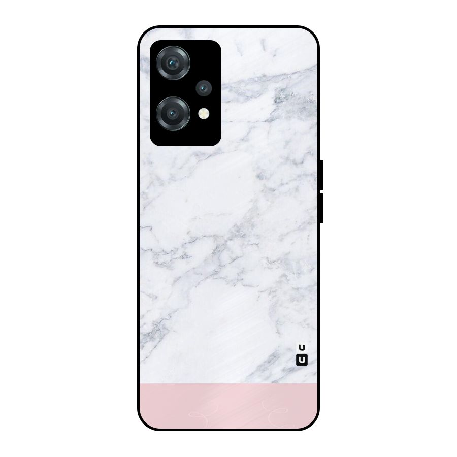 Pink White Merge Marble Metal Back Case for OnePlus Nord CE 2 Lite 5G