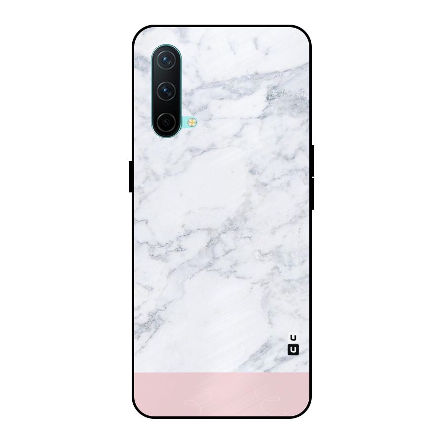 Pink White Merge Marble Metal Back Case for OnePlus Nord CE 5G