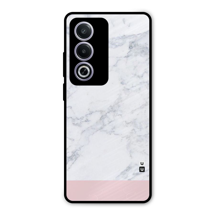Pink White Merge Marble Metal Back Case for Oppo A3 Pro
