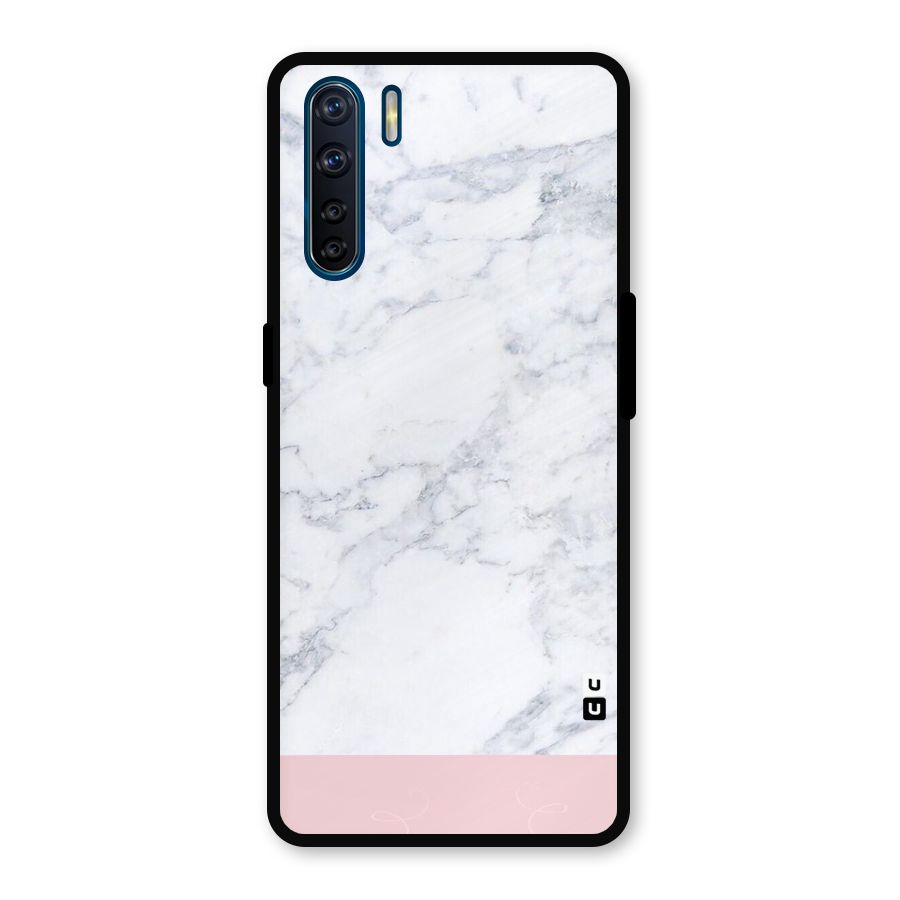Pink White Merge Marble Metal Back Case for Oppo F15
