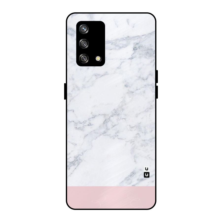 Pink White Merge Marble Metal Back Case for Oppo F19