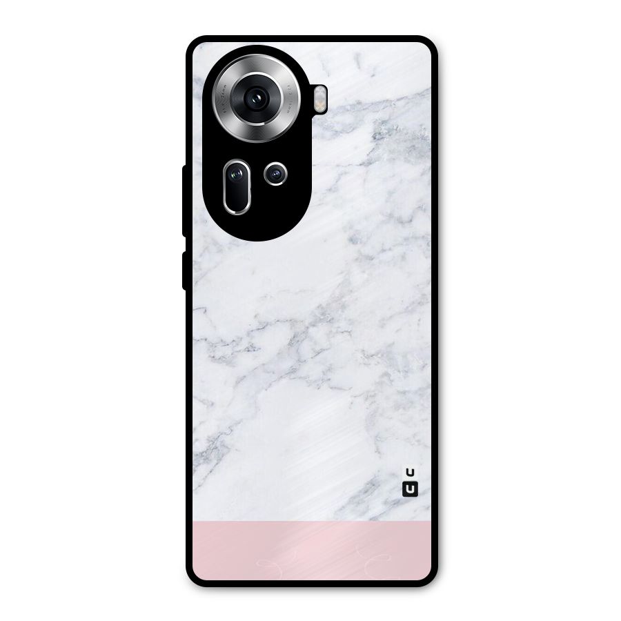 Pink White Merge Marble Metal Back Case for Oppo Reno11 5G