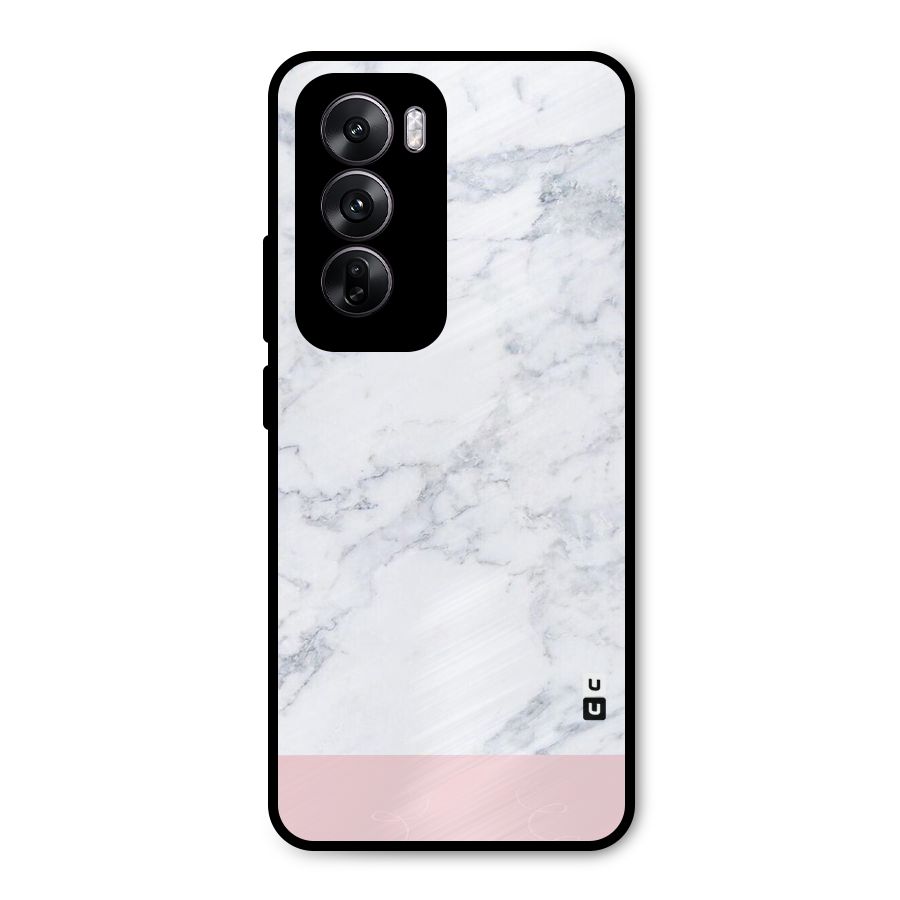 Pink White Merge Marble Metal Back Case for Oppo Reno12