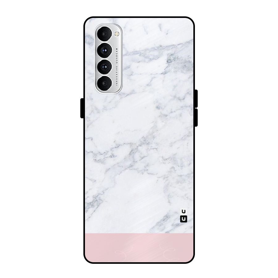 Pink White Merge Marble Metal Back Case for Oppo Reno4 Pro
