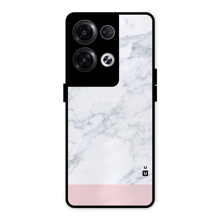 Pink White Merge Marble Metal Back Case for Oppo Reno8 Pro 5G