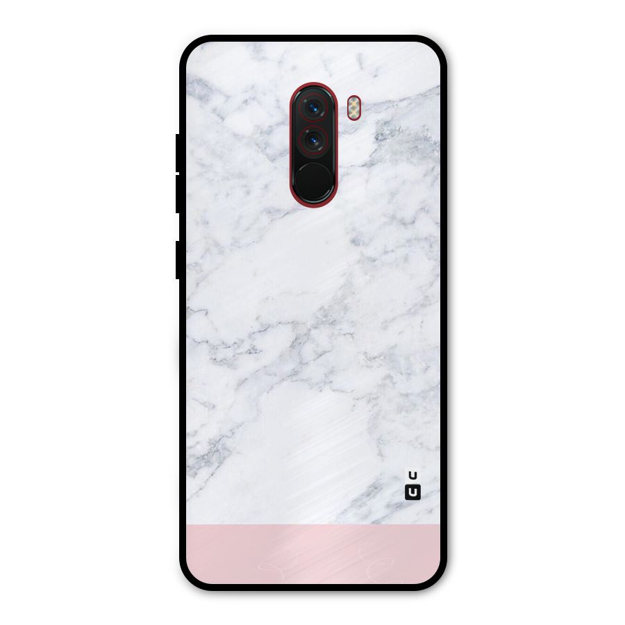 Pink White Merge Marble Metal Back Case for Poco F1