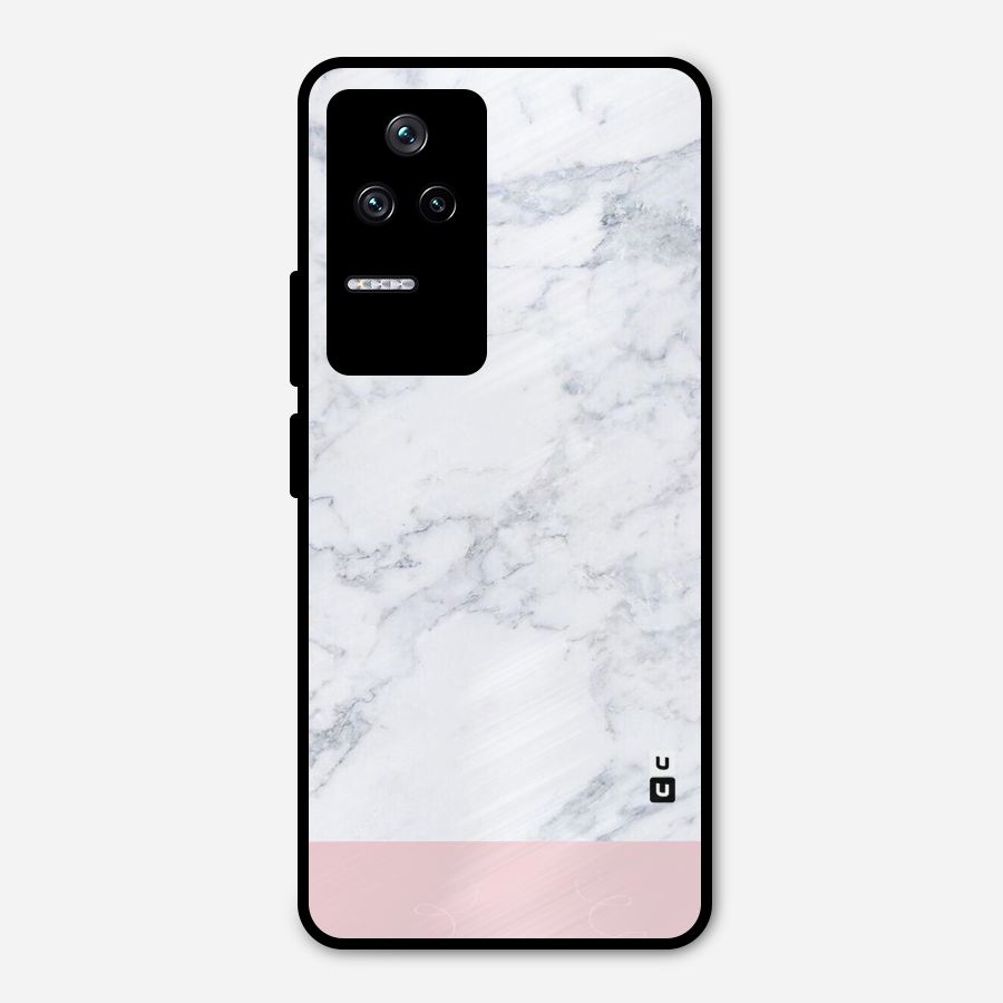 Pink White Merge Marble Metal Back Case for Poco F4 5G