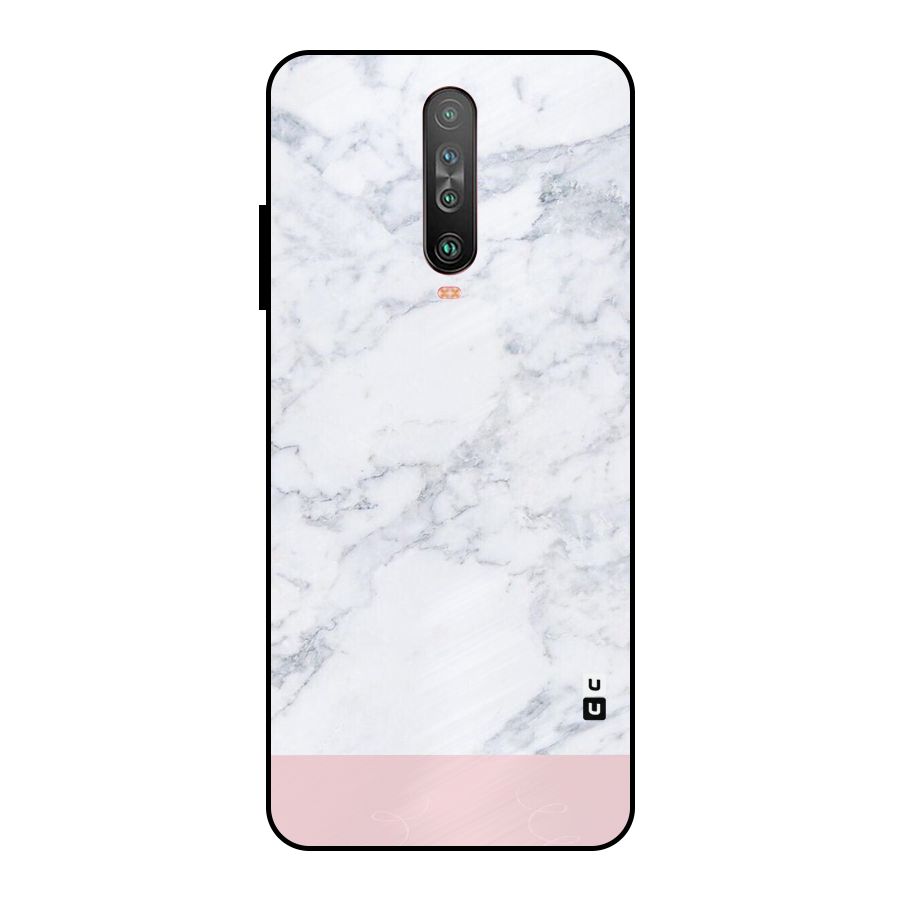 Pink White Merge Marble Metal Back Case for Poco X2