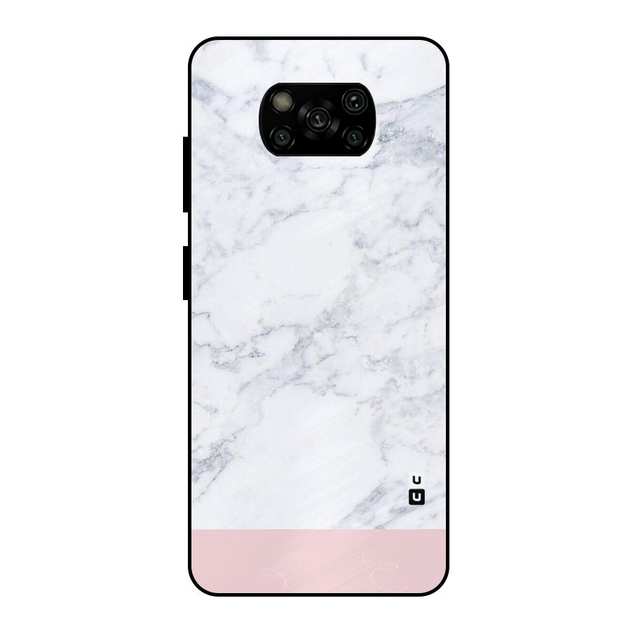 Pink White Merge Marble Metal Back Case for Poco X3