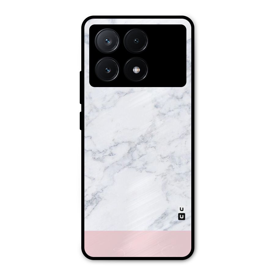 Pink White Merge Marble Metal Back Case for Poco X6 Pro