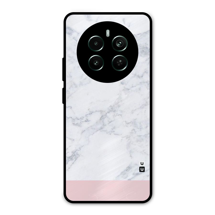 Pink White Merge Marble Metal Back Case for Realme 12 Pro Plus