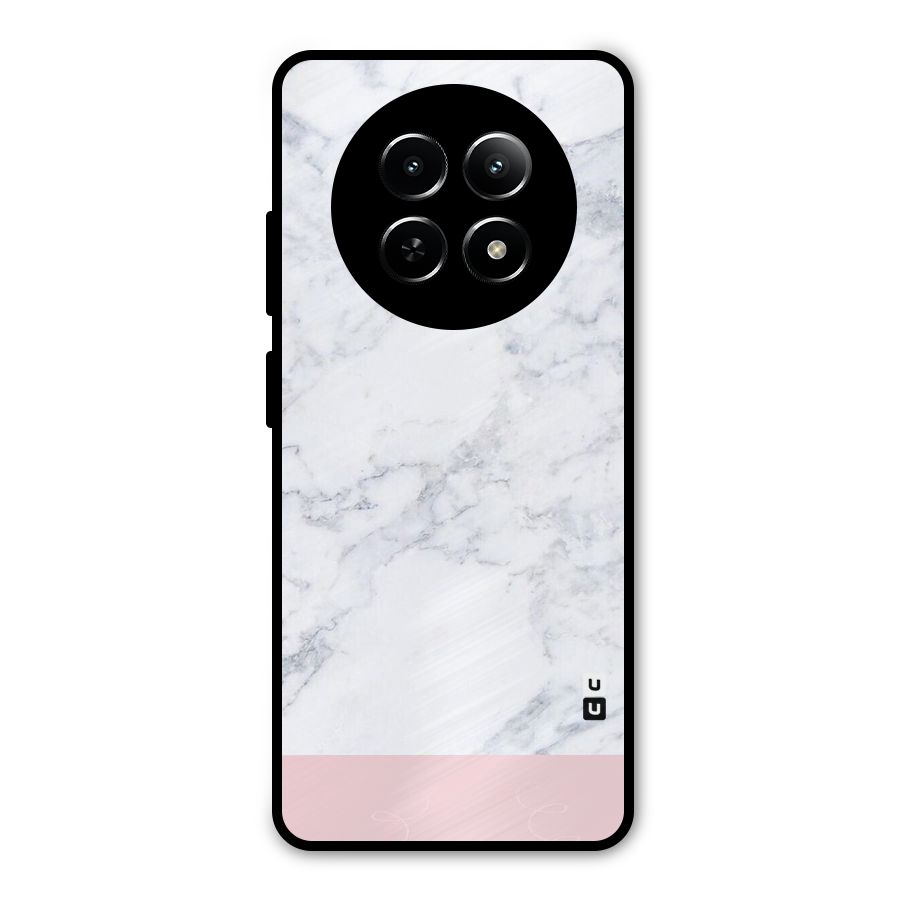 Pink White Merge Marble Metal Back Case for Realme 13